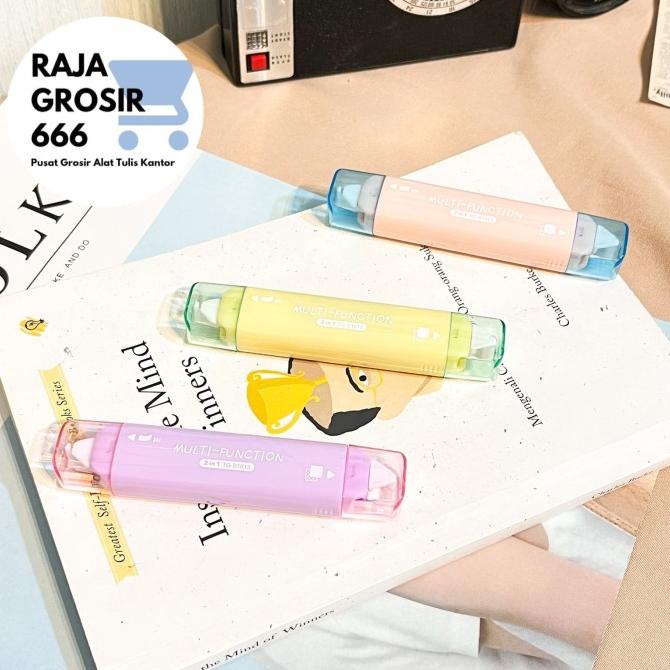 

2 in 1 Correction Tape + Glue Tape lem roll penghapus pulpen lem selot