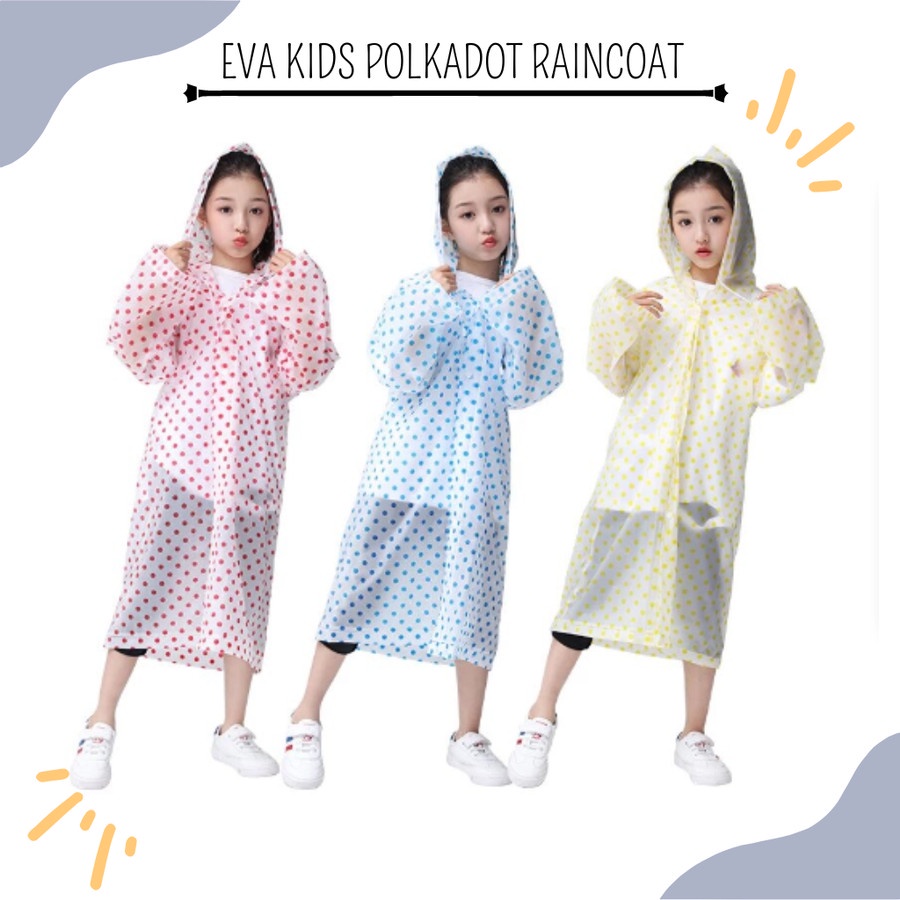 Jas Hujan Terusan Anak Eva Polkadot Korea kid poncho ponco kids unisex cakep