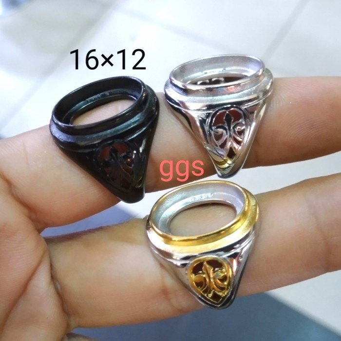 cincin titanium pria model tanam/emban - kombinasi, 7