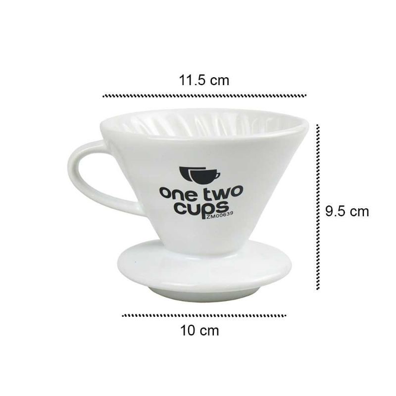 One Two Cups Filter Penyaring Kopi V60 Glass Coffee Filter Dripper - ZM00639 Putih 1 - 4 Cups