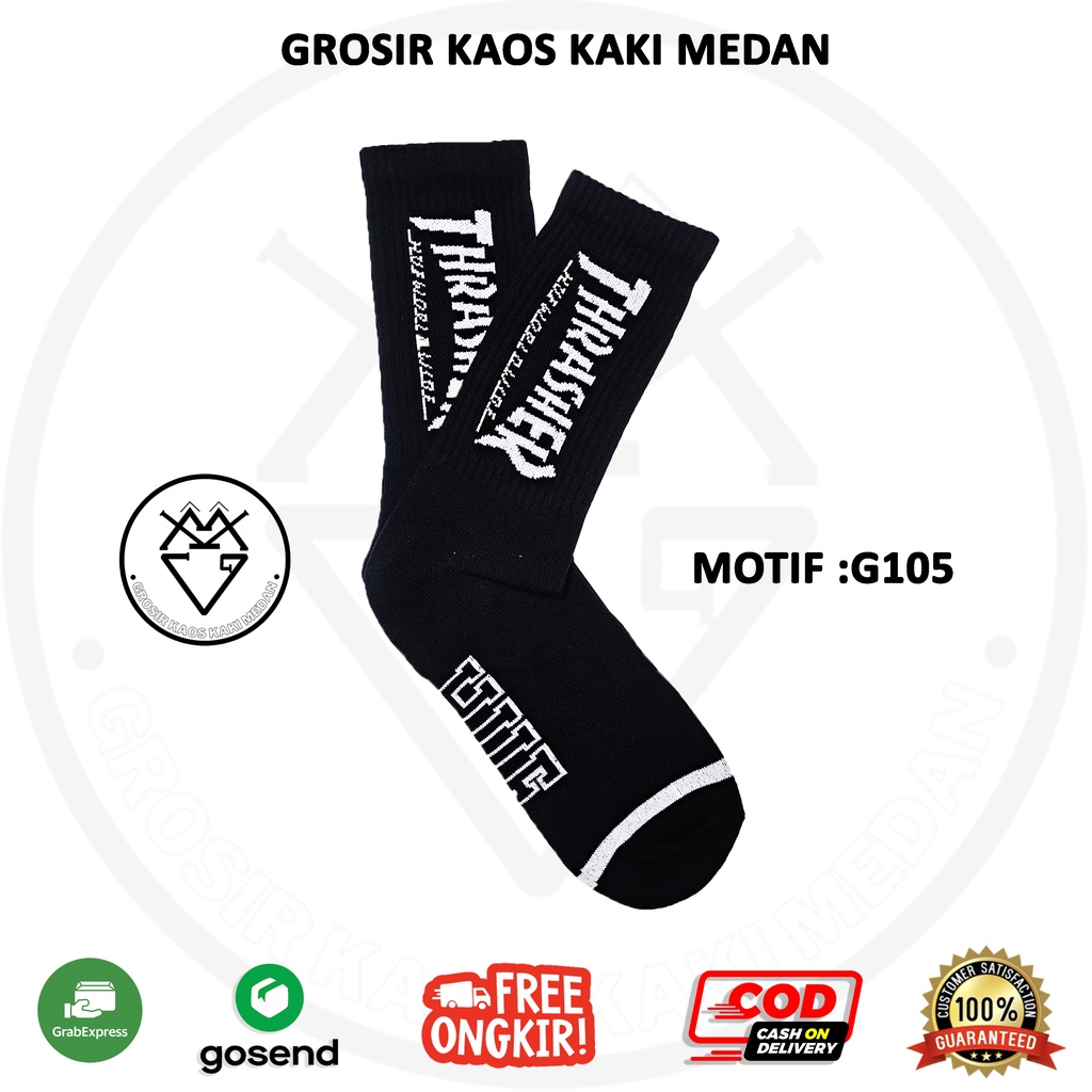 DISKON KAOS KAKI SKATE OLDSCHOOL MOTIF G105 CEWEK COWOK