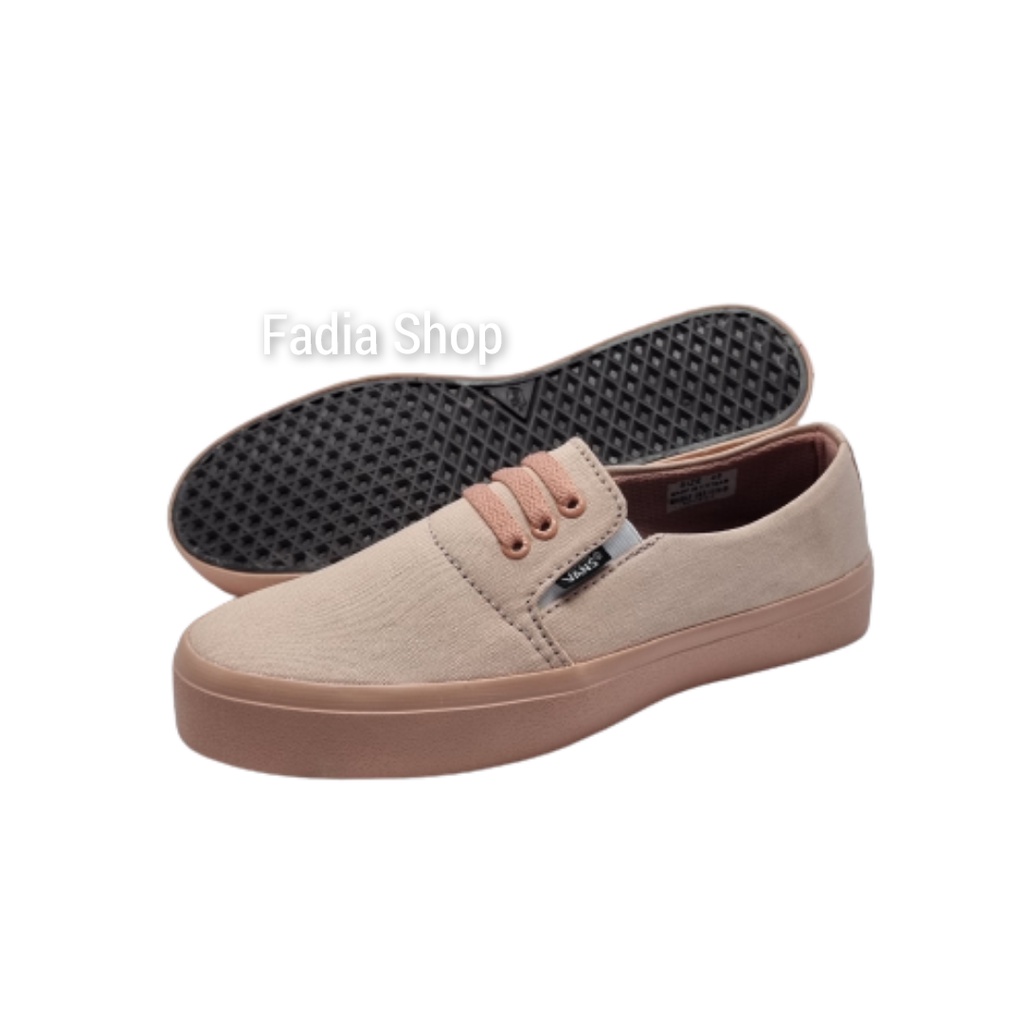 SEPATU WANITA SLIP ON KANVAS 010 TERBARU BERKUALITAS PREMIUM.SEPATU SLIP ON VARIASI TALI 3