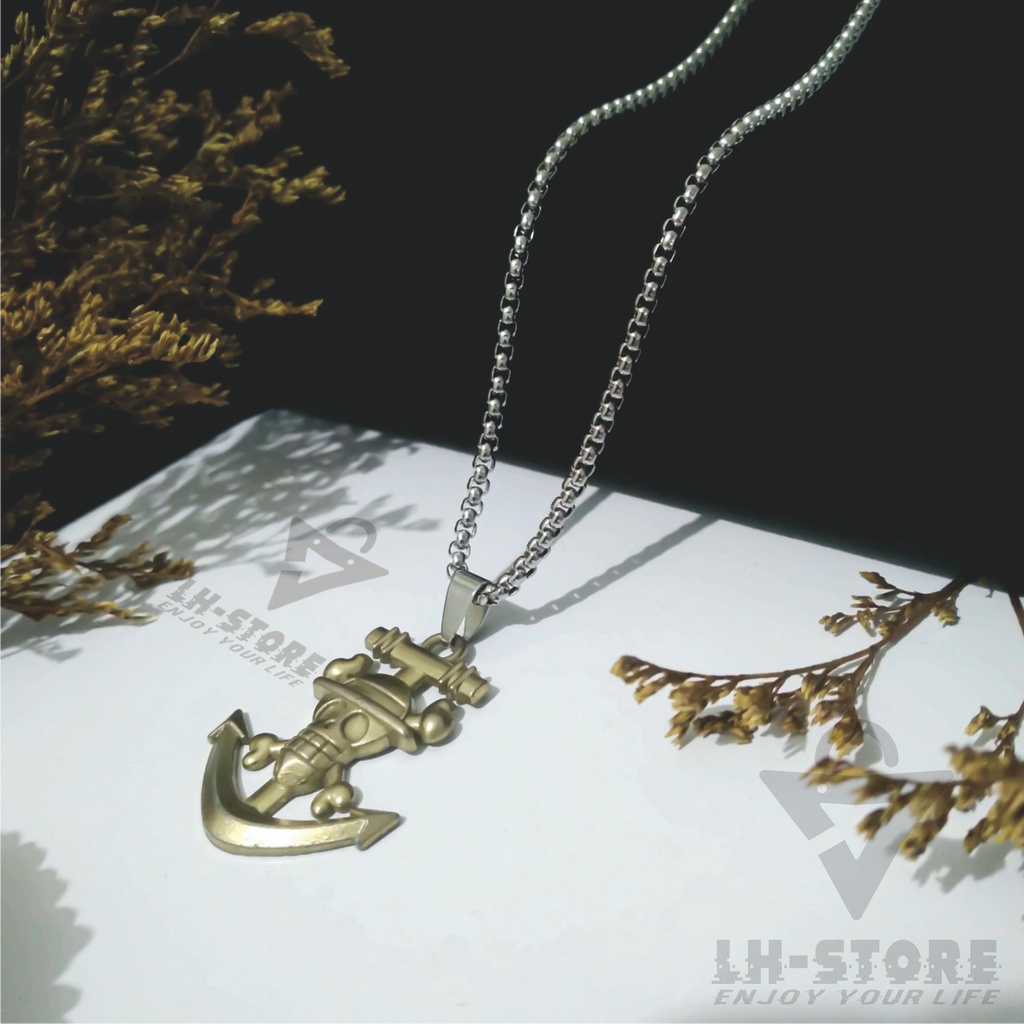 Kalung Titanium Set One Piece Black Edition Terbaru Keren Anti Karat