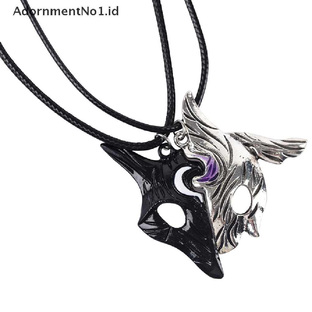 [AdornmentNo1] 1pasang League Of Legends Gaya Domba Dan Serigala Liontin Kalung Misterius Splicing Liontin Perhiasan Asimetris Domba Serigala Liontin Pribadi Topeng Hewan Dua Warna Ne