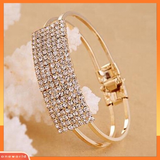 {oneworld} Mode Baru Elegan Wanita Bangle Gelang Gelang Kristal Cuff Bling Lady Hadiah