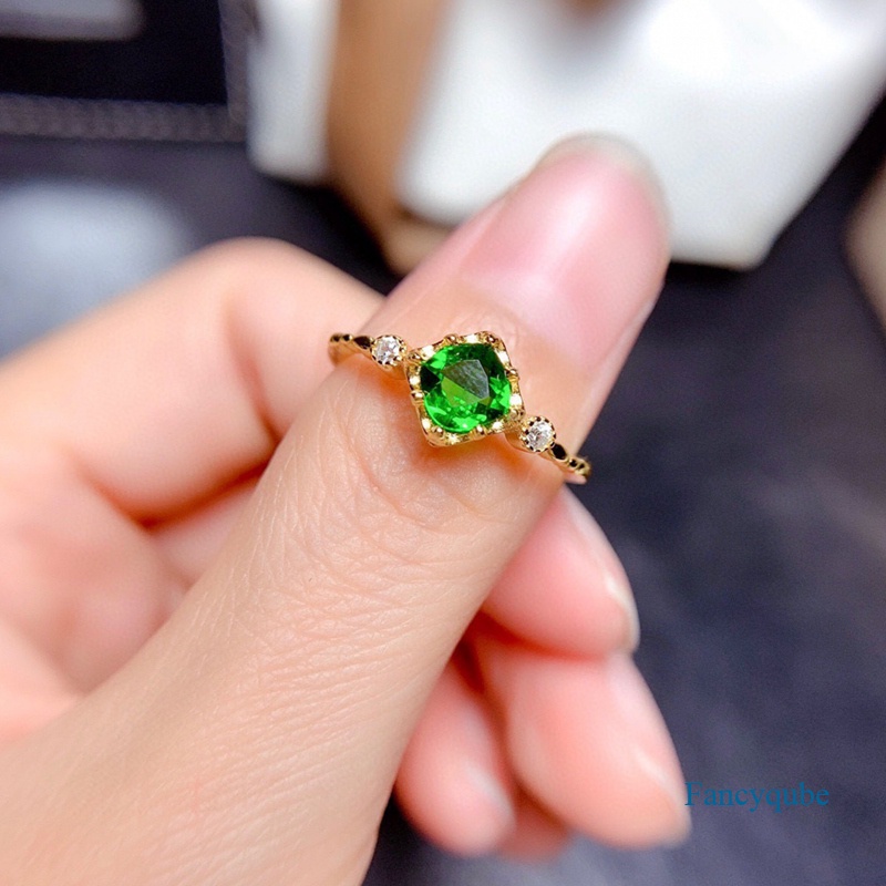 Cincin Elegan Abadi Kristal Hijau Untuk Wanita Cincin Perak925 Sterling Hadiah Pesta Pernikahan