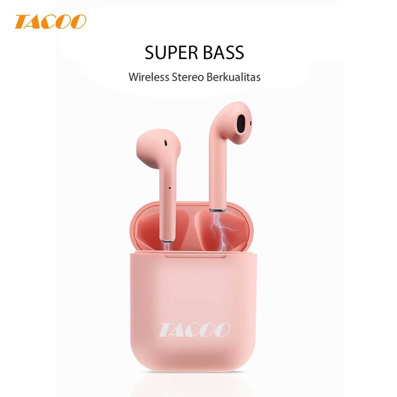 TACOO Headset TWS Bluetooth Earphone Inpods i12 Macaron Deep Bass Wireless Bluetooth