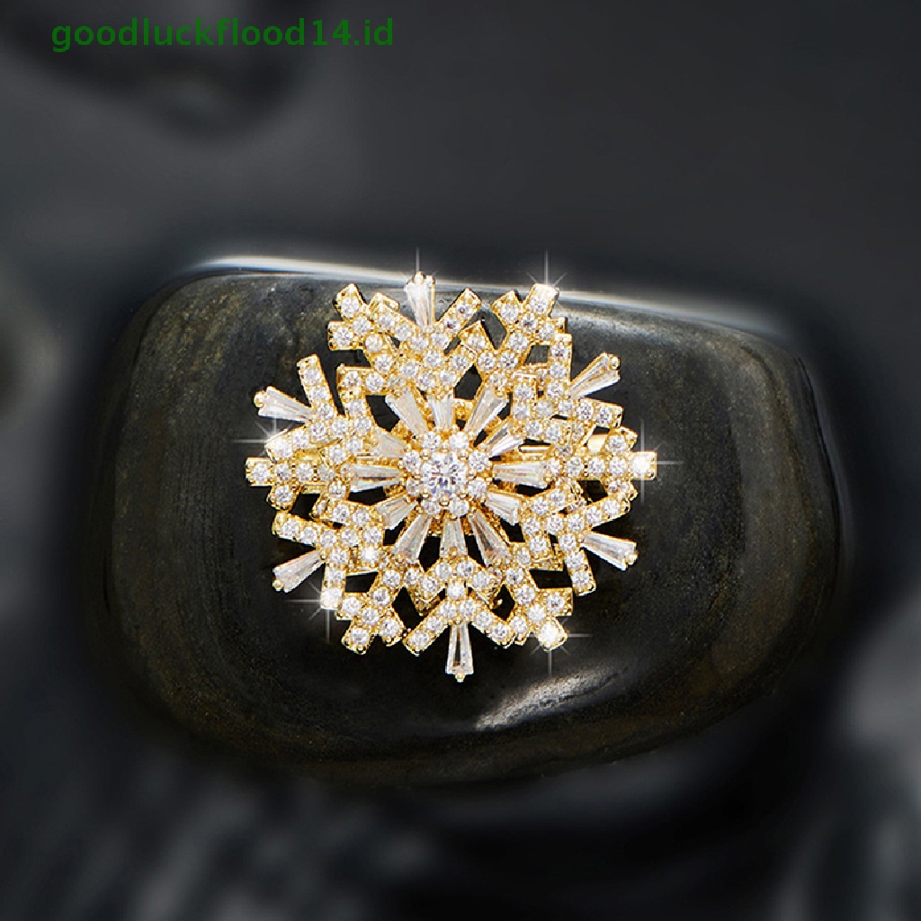 [GOOGFOUR] Fashion Pin Ch Rotatable Spinner Kristal Berlian Imitasi Bros Snowflake Bros Pin Untuk Wanita Pernikahan Perhiasan Bros Aksesori [TOP]