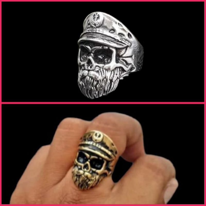 Cincin Pria Titanium Tengkorak Keren Skull ring 316L