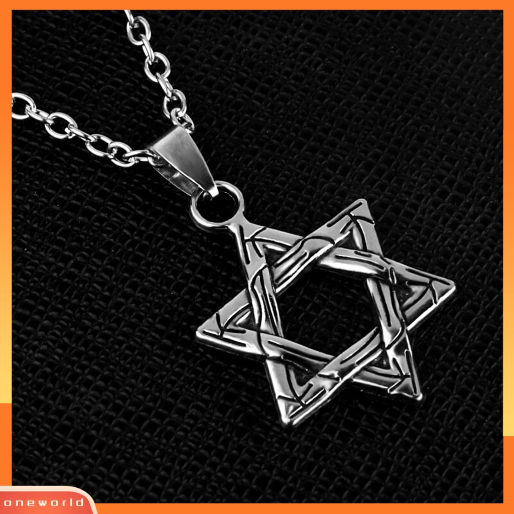 {oneworld} Unisex Hip Hop Hexagram Bentuk Liontin Kalung Rantai Fashion Perhiasan Aksesori