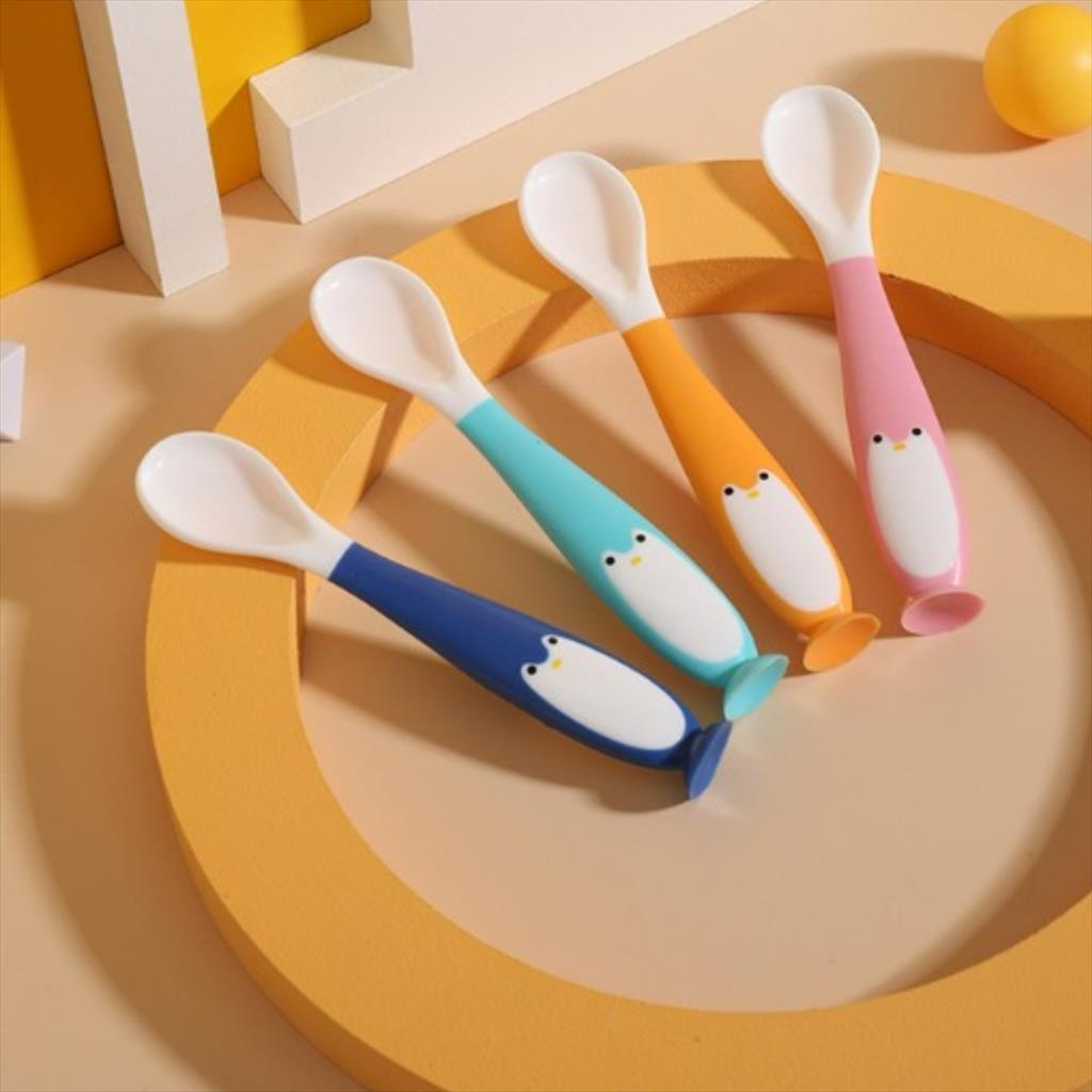 Sendok Makan Anak Bayi Mpasi  Silicone Silikon Penguin Baby Spoon