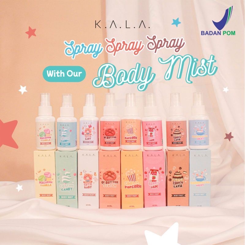 KALA Body Mist Parfum 60ml Spary Parfume Tahan Lama