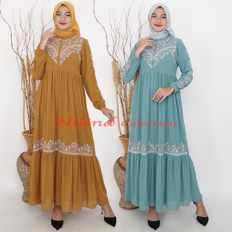 Gamis Ceruty Bordir Full Furing Premium