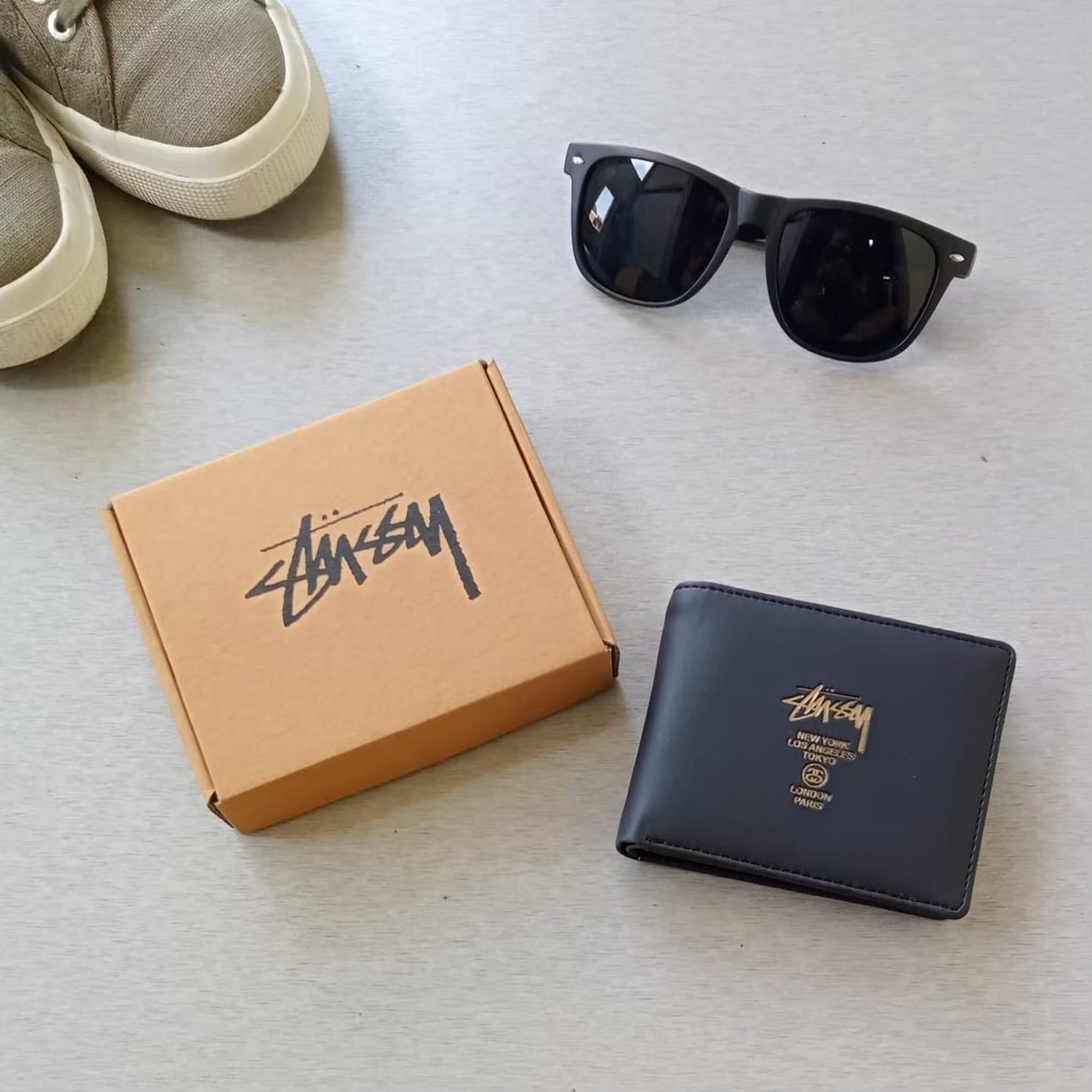 Dompet Pria Kulit Stussy Tour Wallet Hitam