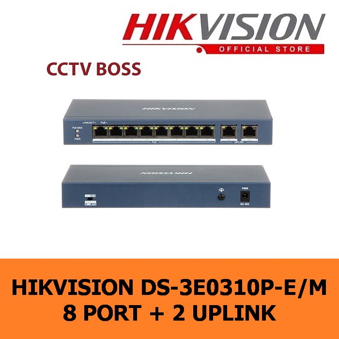 HIKVISION POE DS-3E0310P-E/M SWITCH HUB POE 8 PORT + 2 UPLINK