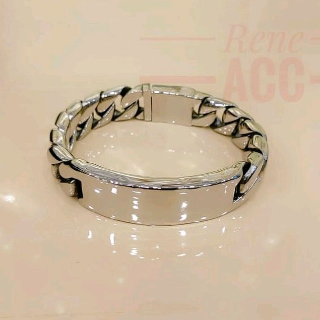 Gelang Titanium Pria Rantai Jumbo BIG Silver Gold Anti Karat selamanya