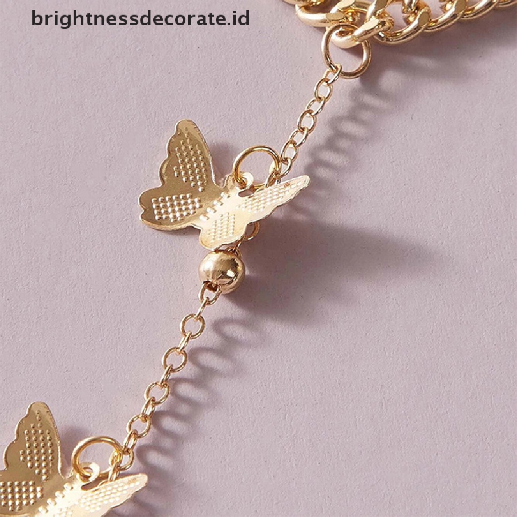 [Birth] Gelang Kupu-Kupu Wanita Vintage Rantai Sederhana Butterfly Charm Finger Bracelet [ID]