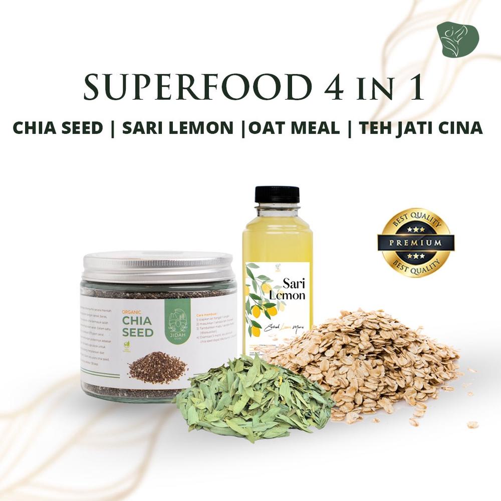 

Stok banyak Paket Diet Super Food Sari Lemon Asli Chia Seed biji chia Asli non GMO DJI