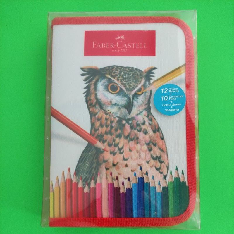 

Creative Colouring Set Faber Castell Owl (12 pensil warna dan 10 connector pens+colour eraser sharpener)