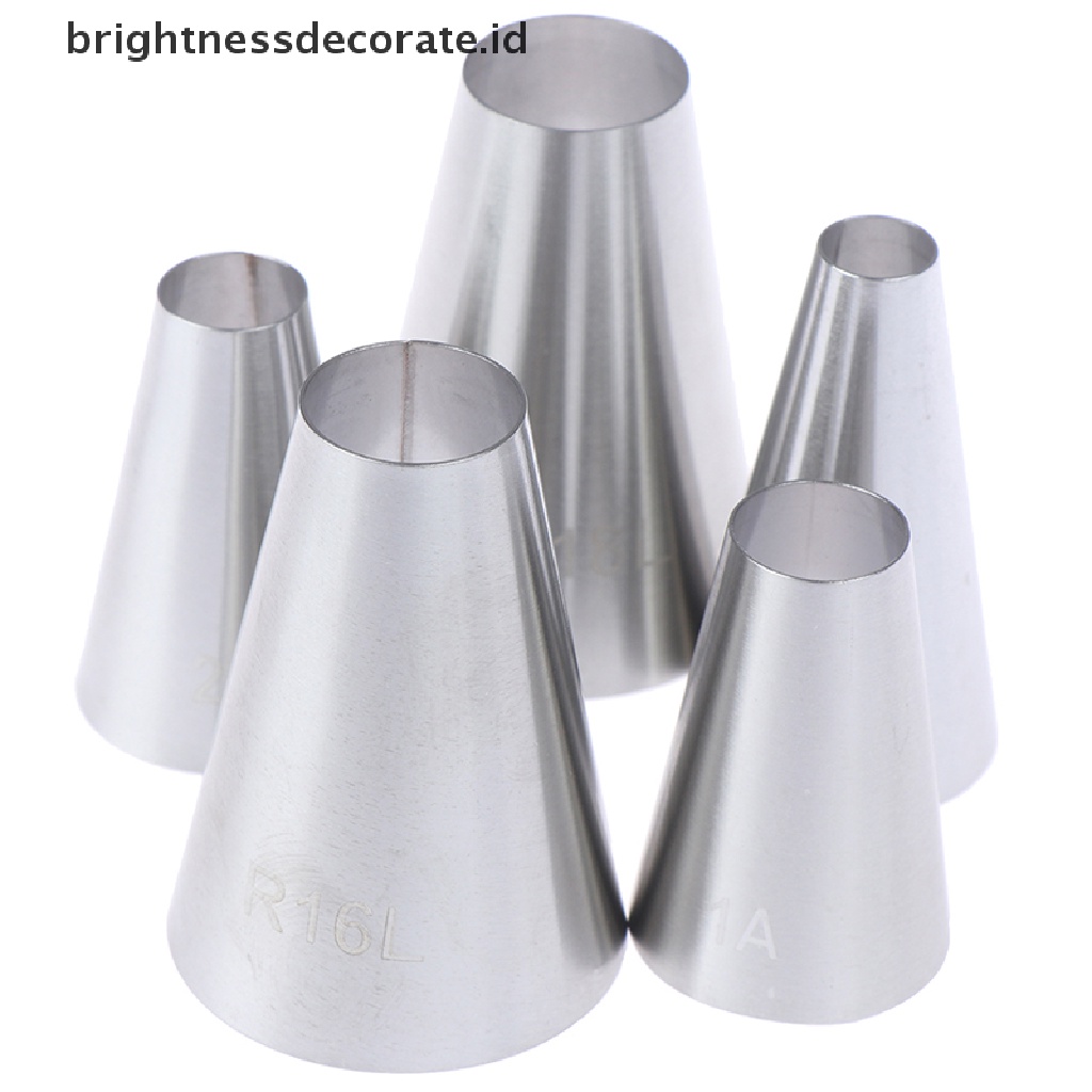 [Birth] 5pcs Tips Dekorasi Krim Kue Bulat Besar Piping Icing Nozzle Pastry Tools [ID]