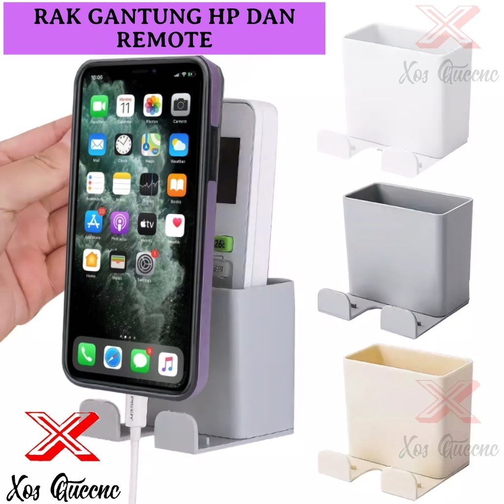 [XOQ] RAK GANTUNGAN HP DAN REMOTE 2 IN 1 / RAK CHARGER 2 IN 1 / KOTAK REMOTE TEMPEL / RAK GANTUNG