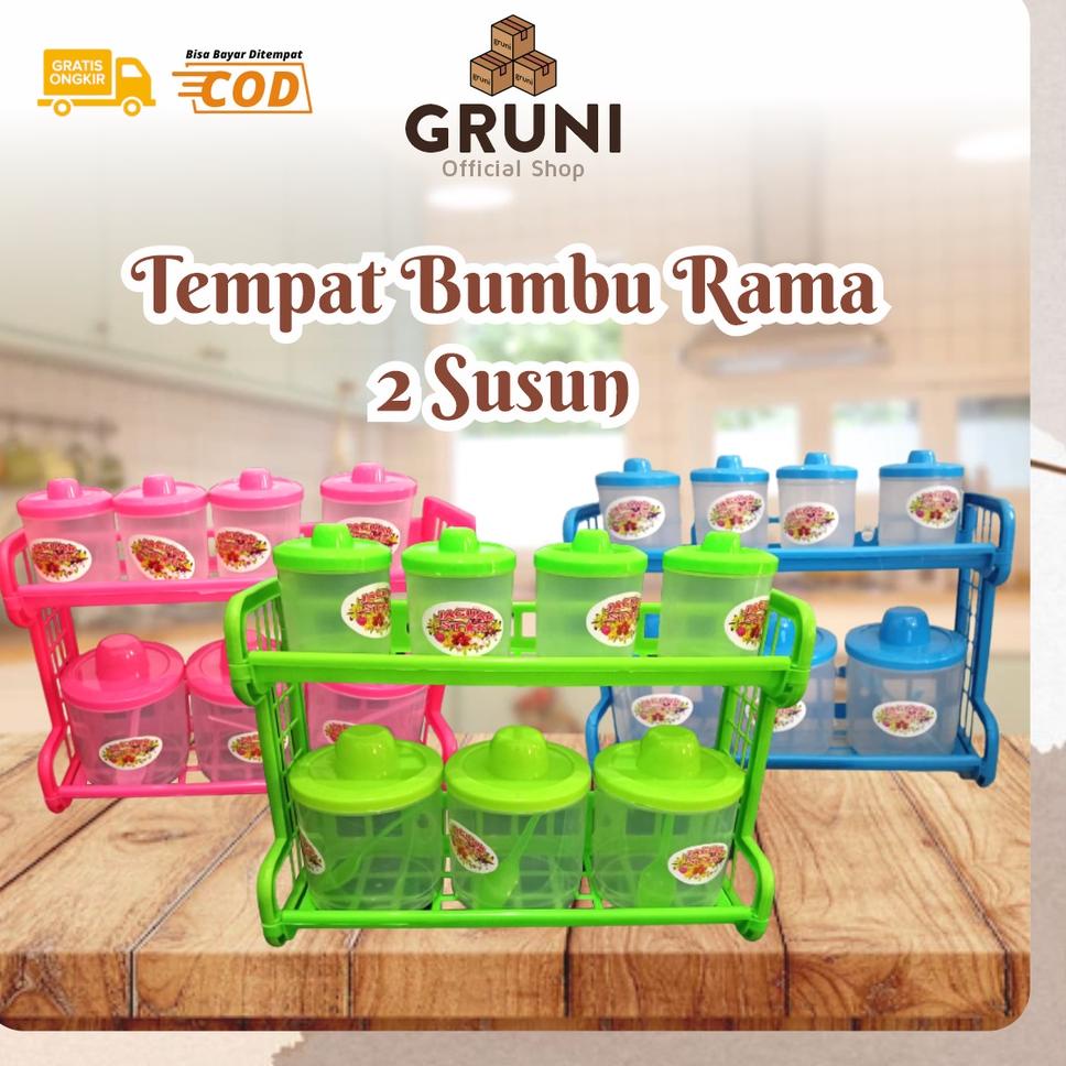 >XG34448< GRUNI KW0250 Tempat Bumbu Rama Plastik 2 Susun Tempat Bumbu Plastik Murah Wadah Bumbu Mura