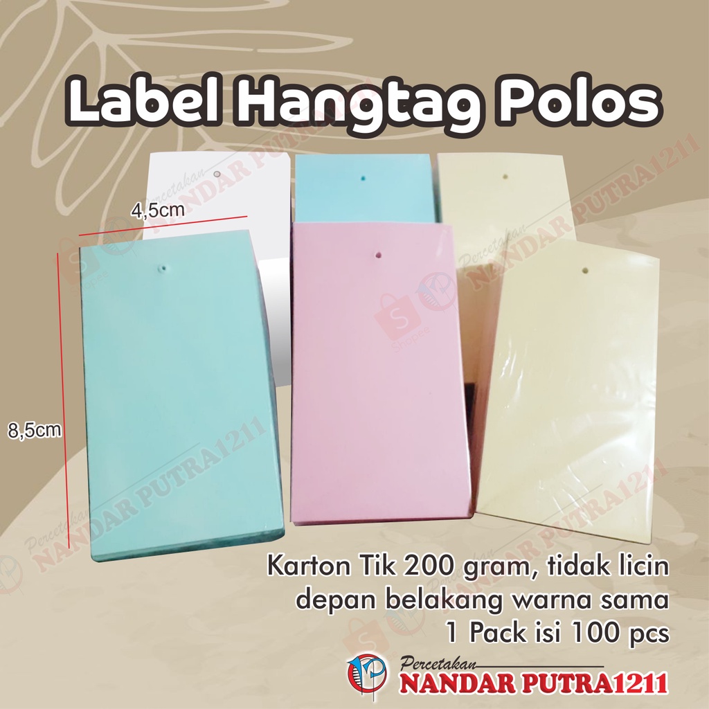 (100pcs) Label Hangtag Polos/Hangtag Baju/Hangtag Celana/Hangtag Kaos
