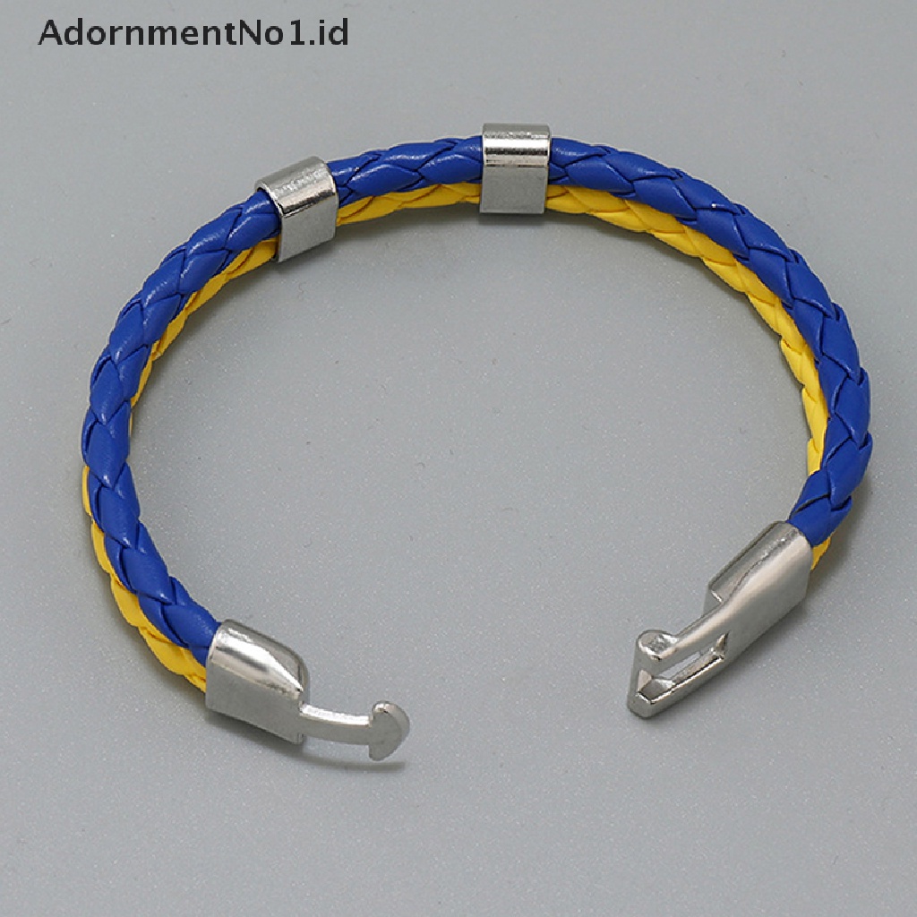 [AdornmentNo1] Couple Gelang Anyaman Multi-layer Biru Dan Kuning Gelang Warna Bendera [ID]