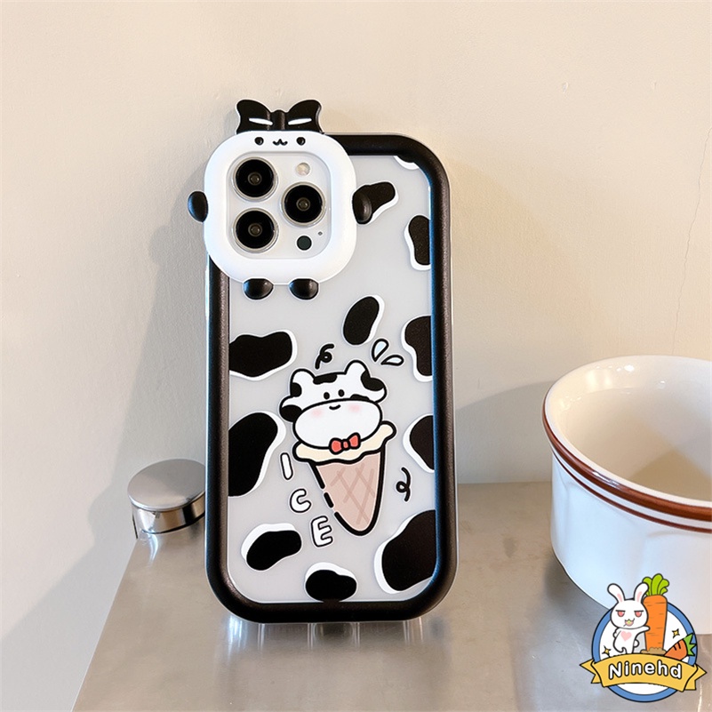 IPHONE Casing Kompatibel Untuk Iphone14 13 12 11 Pro Max X Xr Xs Max7 8 6 6s Plus Se2020 Hitam Putih Motif Sapi Casing Ponsel Monster Kecil Shockproof Silicone Soft Case Cover Pelindung