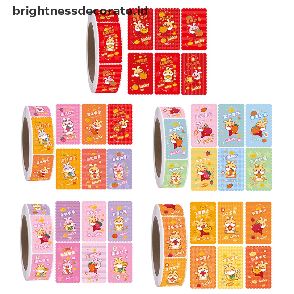 [Birth] 500pcs/roll 3 * 5cm 2023tahun Baru Rabbit Blessed Sticker Paket Kado Stiker [ID]