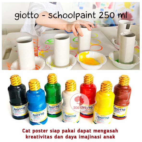 Zoetoys Giotto - Washable School Paint 250 ml | Perlengkapan Mewarnai Fingerpaint Melukis Cat Lukis Anak Finger Paint | Mainan Edukasi