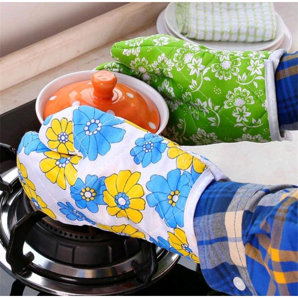 Sarung Tangan Oven Anti Panas Pelindung Tangan Memasak Motif Anti Kitchen Gloves Heat Microwave