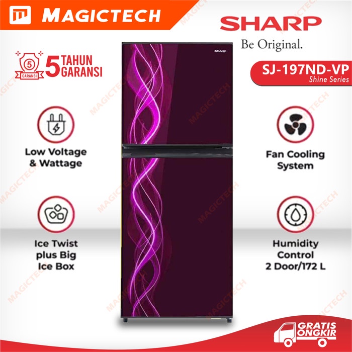 KULKAS SHARP 2 PINTU SJ-197ND-VP / SJ-197 172L - PINK
