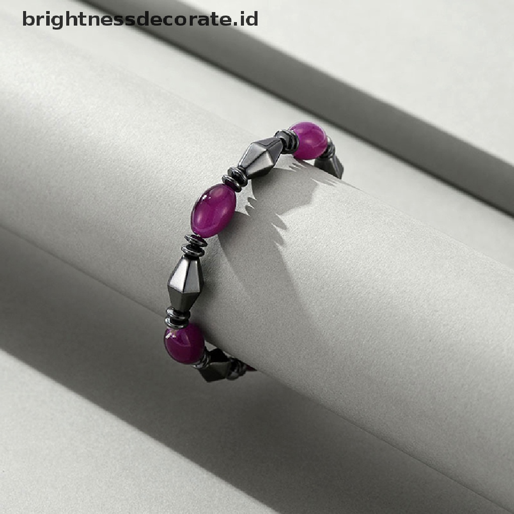 [Birth] Natural Hematite Braceket Anklet Magnet Gelang Pelangsing Sehat Perhiasan Penurunan Berat Badan Wanita Pria [ID]