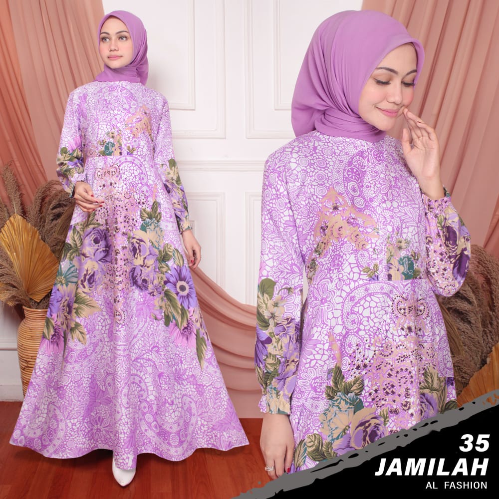 MJS 483 - Maxy Dress Motif Homey Dress Gamis Wanita Muslim Katun Apel