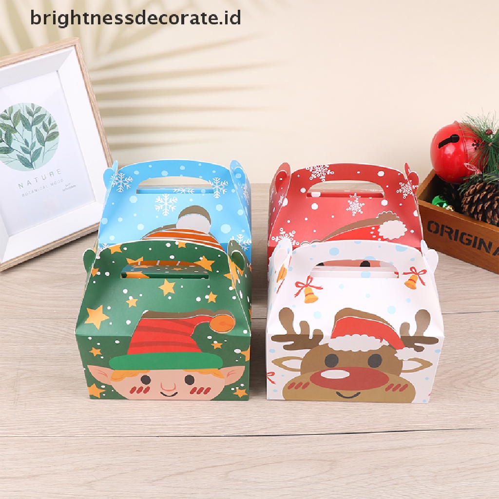 [Birth] 5pcs Christmas Kraft Paper Gift Box Kotak Kemasan Permen Kue Kering Santa Claus [ID]