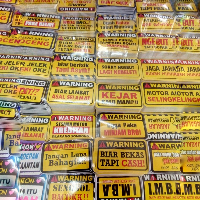 

TERLARIS | stiker warning isi 80pcs sticker motor helm plat nomor kendaraan