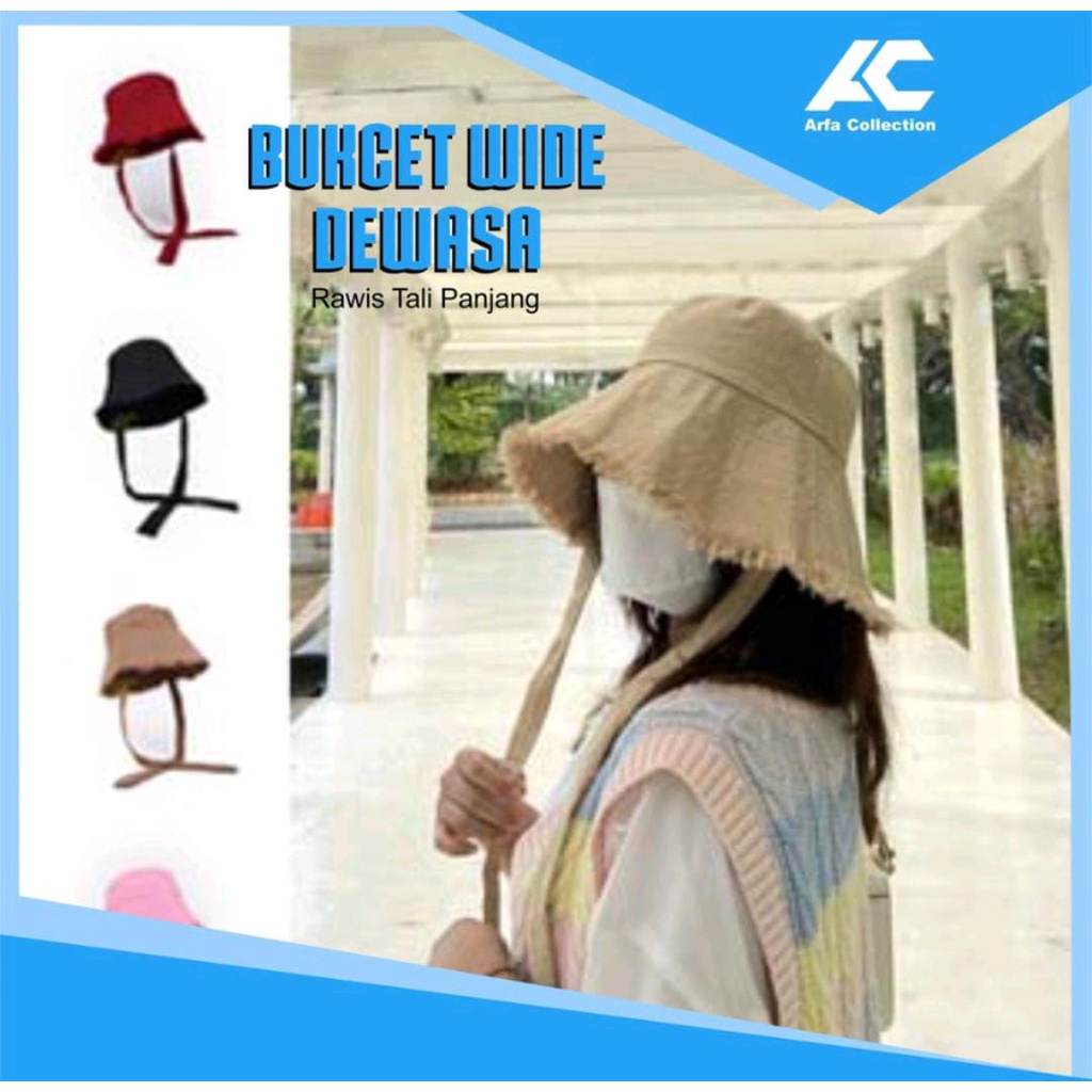 WIDE RAWIS BUCKET HAT TALI PANJANG / BUCKET HAT PANTAI SELEBGRAM REMAJA DEWASA