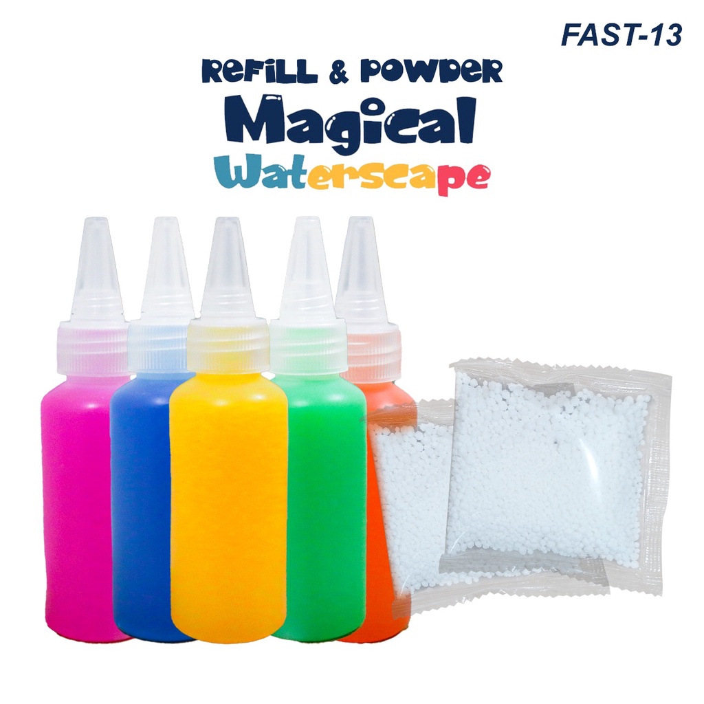 Refill Mainan Edukasi Anak Magical Waterscape Gel 5 warna dan 2 pcs Serbuk Ajaib