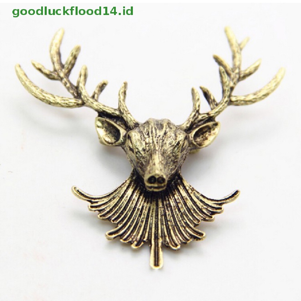 [GOOGFOUR] 1pc Unisex Kerah Hewan Bros Pin Klip Tanduk Rusa Lucu Head Pins Brooch [TOP]