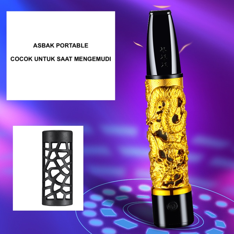 IMPOR ASHTRAY PIPA ASBAK PORTABLE MOTIF NAGA BAHAN METAL DENGAN KARET PELINDUNG MUAT SEMUA JENIS ROKOK