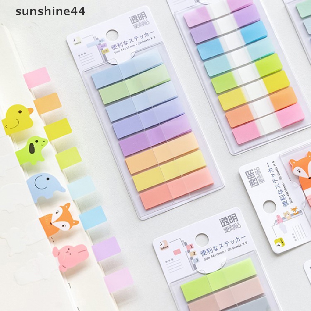 Sunshine 1pcs Stiker Indeks Tipe Laci Warna Tembus Hewan Lucu Sticky Notes Dan Memo Pad Self Adhesive Anti Air.