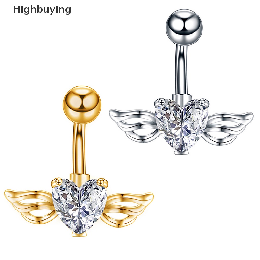 Hbid Heart Belly Button Ring Navel Surgical Steel Cincin Pusar Perhiasan Tubuh Glory