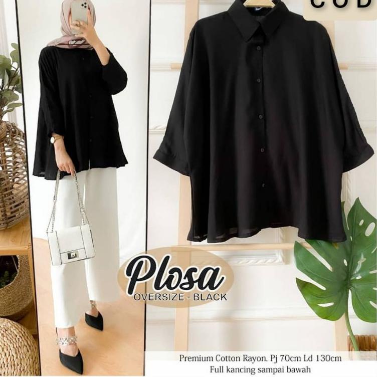 Kemeja Wanita Jumbo LD 130 XXXL / Kemeja Polos Oversize {SBY.20Ja23ᶜ}