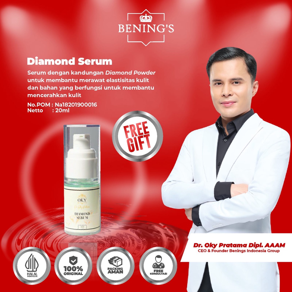 DIAMOND SERUM BENING SKINCARE DR. OKY PRATAMA | MENCERAHKAN, MELEMBABKAN & ANTI PENUAAN