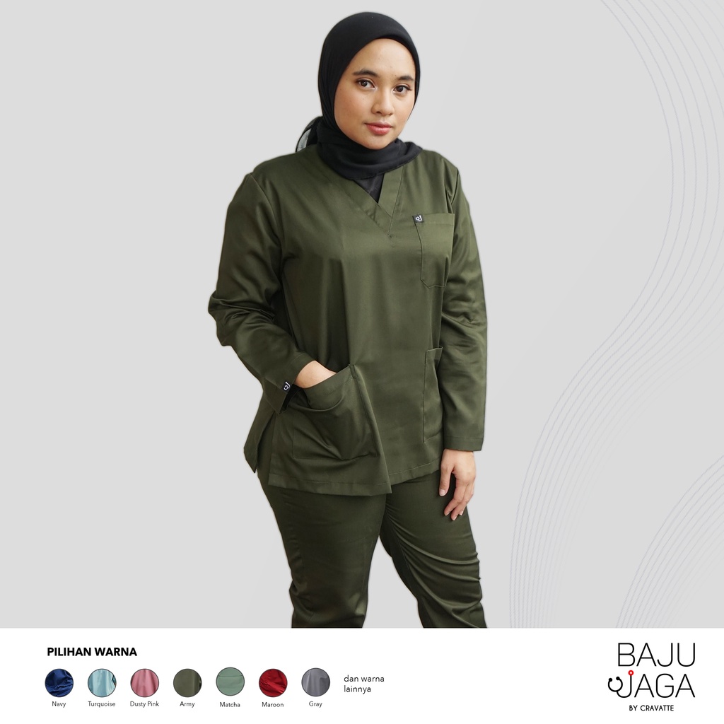 Baju Jaga/Baju OK/Baju Jaga Malam Lengan Panjang Non-Bordir S-XL