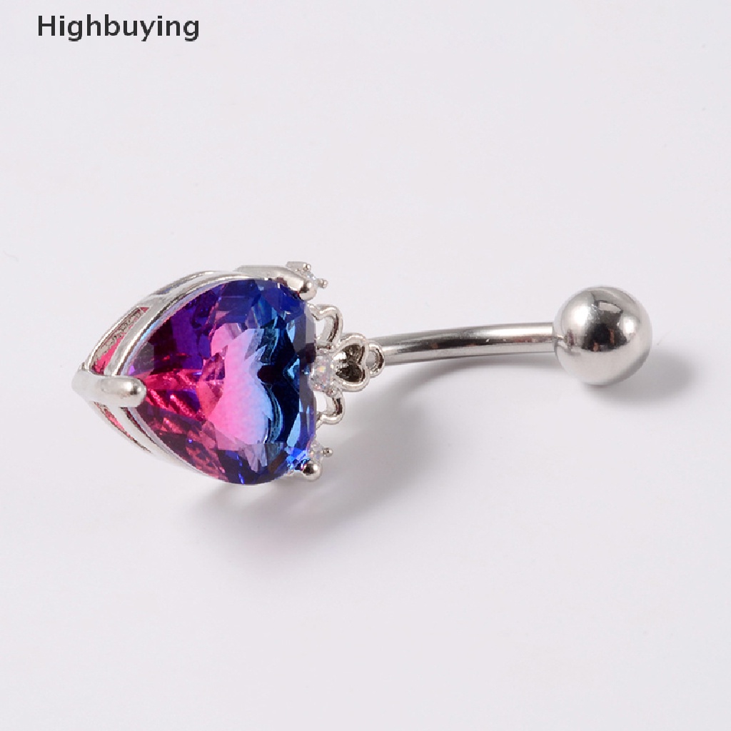 Hbid 1Pcs Surgical Steel Belly Button Heart Belly Zircon Cincin Pusar Glory