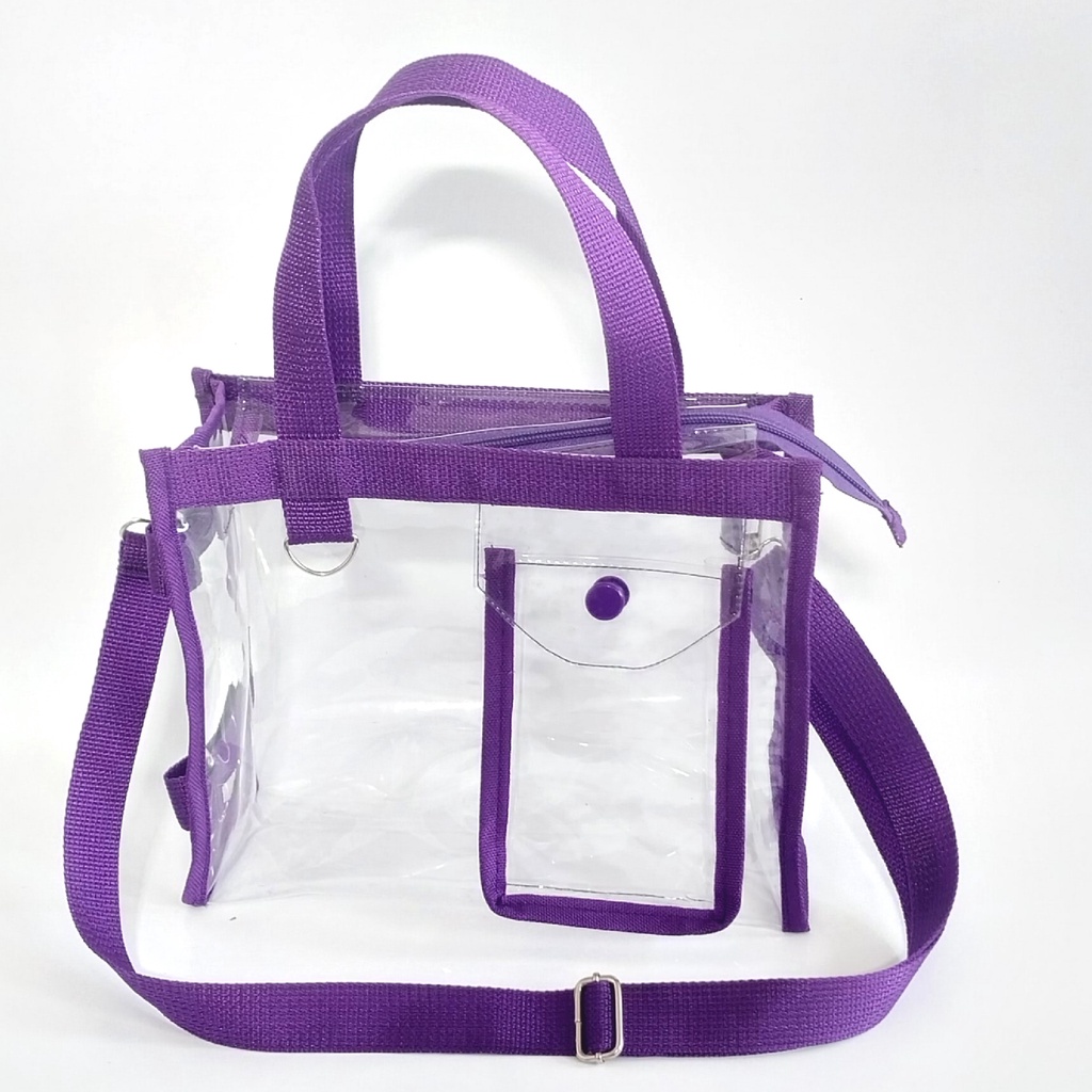 TAS SELEMPANG TRANSPARAN PVC SLING BAG / HAND BAG / TAS KONSER / TAS MIKA UNGU