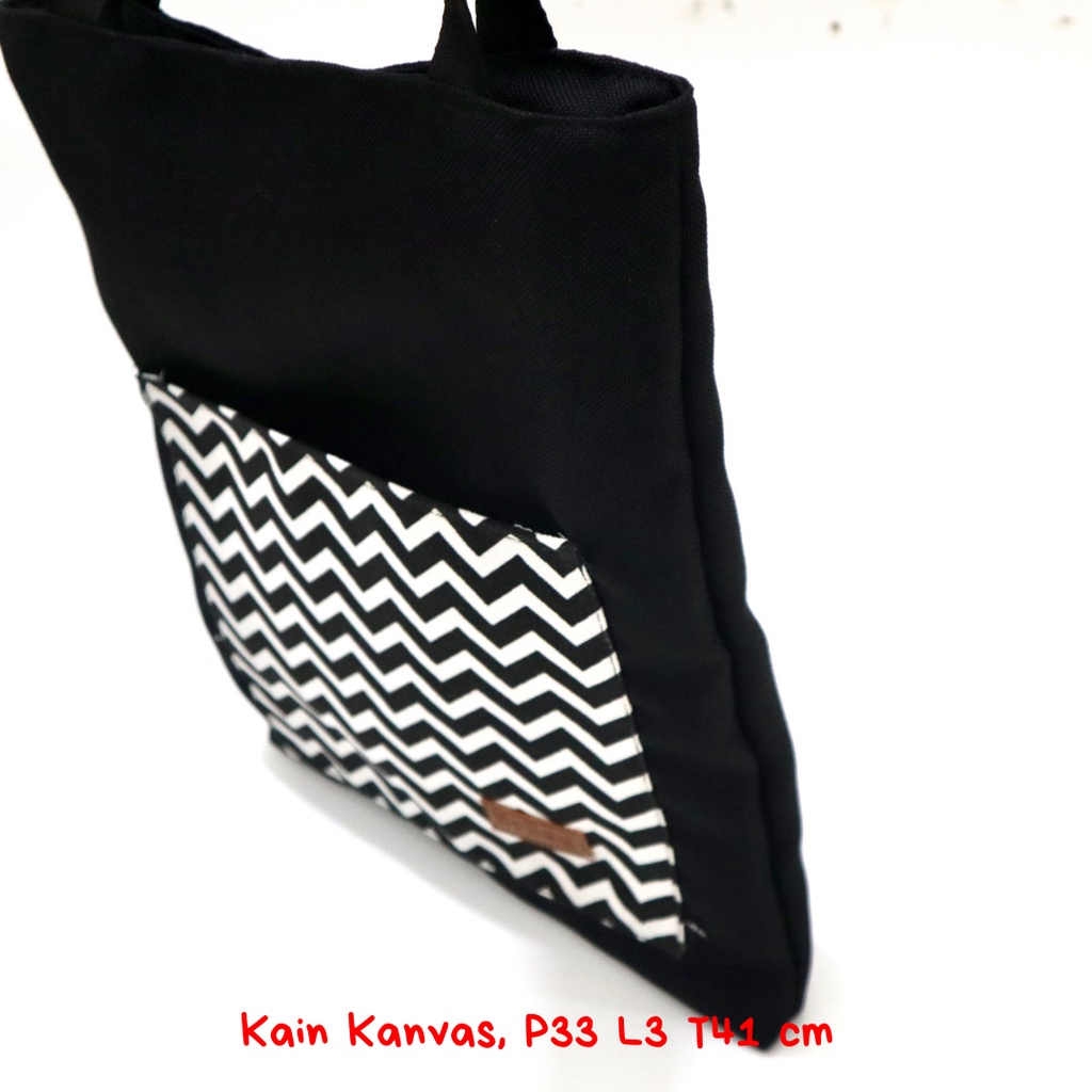 Tote Bag Kanvas Pria / Wanita Trendy Motif Print Besar Pakai Resleting Jean Tote cowok simpel