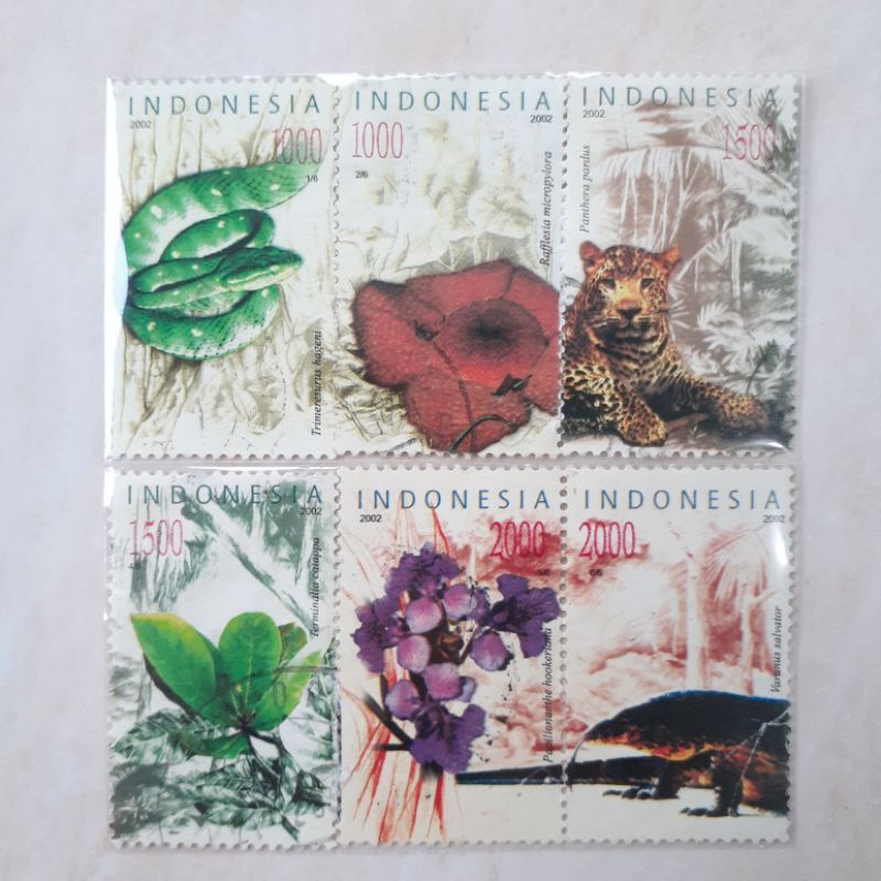 

Perangko Indonesia Flora dan Fauna Tahun 2002 set lengkap - 6pcs